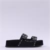 Paul Green 2 Strap Studded Mule Sandal - Black Leather